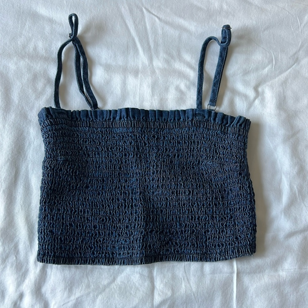 Abercrombie- Blue Denim Cropped Tank